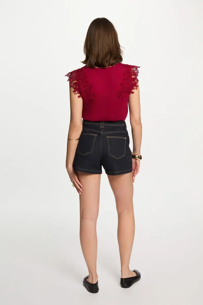 Tee shirt manches courtes rouge foncé femme Morgan